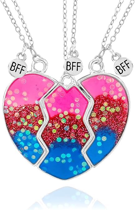 Best Friend Magnet Necklaces For 3 Girls - Trendy Matching Friendship Necklace Half Heart Pendant BFF Necklaces Jewelry Gift for female on Birthday Gifts/Valentine's Day Gifts