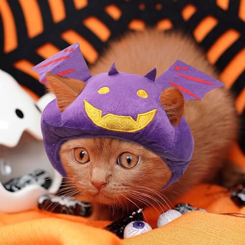 Sombrero para mascotas Halloween Murciélago pequeño ajustable miniatura 6