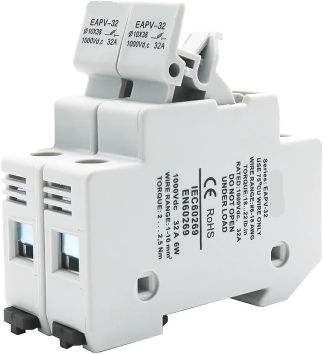 1P 2P Parallel Din Rail DC Fuse Holder 10 * 38mm 1000V(32L-2P-Fuse Base)