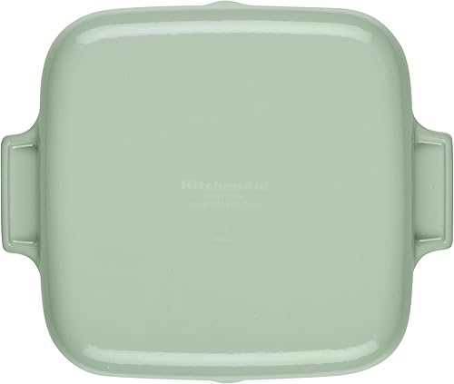 Miniatura 10 de KitchenAid Parrilla cuadrada de hierro fundido esmaltado y bandeja para asar, 11 pulgadas - Pistacho