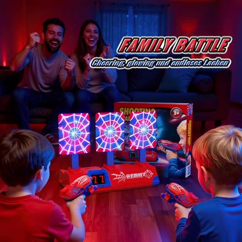 Spielzeug Pistole mit Netz Leuchtend Elektrisch Digitale Zielscheibe, Spielzeug ab 3-12 Jahre Jungen Kinderspielzeug Spiele Geschenk Junge 4 5 6 7 8 9 10 Jahre Geburtstags Klein Ostergeschenke Kinder