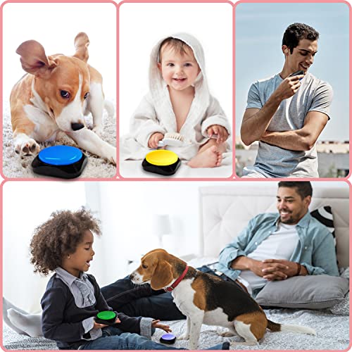 Evistr Recordable Voice Button 4 Pack - Talking Button For Dogs, Cats, Pets Communication Training Buzzer 60 Seconds Recording Button & Playback, Gifts For Study Play Game Teaching Learning #TOP5