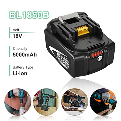 2x funmall bl1850b 18v 5.0ah batterie de remplacement pour makita 18v batterie bl1850b bl1860 bl1850 bl1840 bl1845 bl1835 bl1830 bl1815 lxt 400 avec indicateur