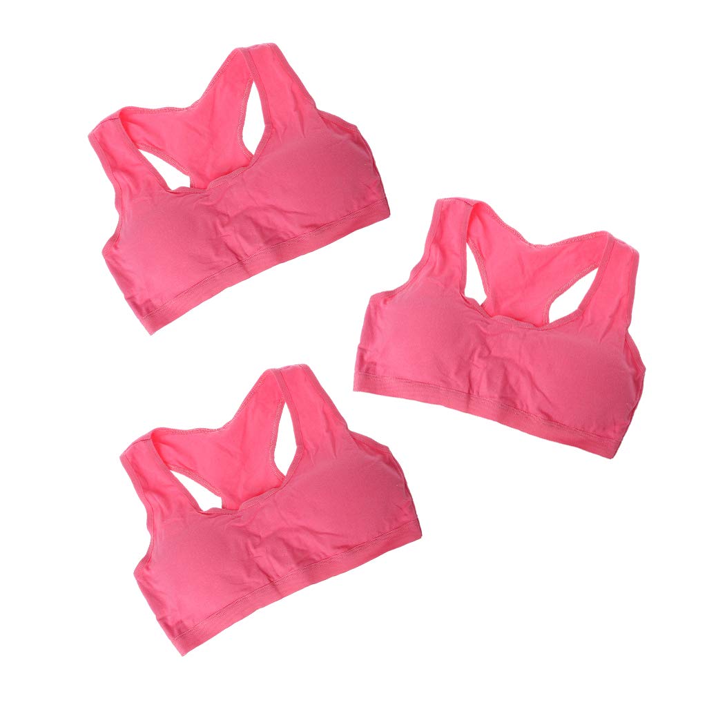 3 Pack Young Girls Cotton Bra Kids Sport Wireless Small Training Puberty Underwear Crop Tops Racer Back 8-14Years