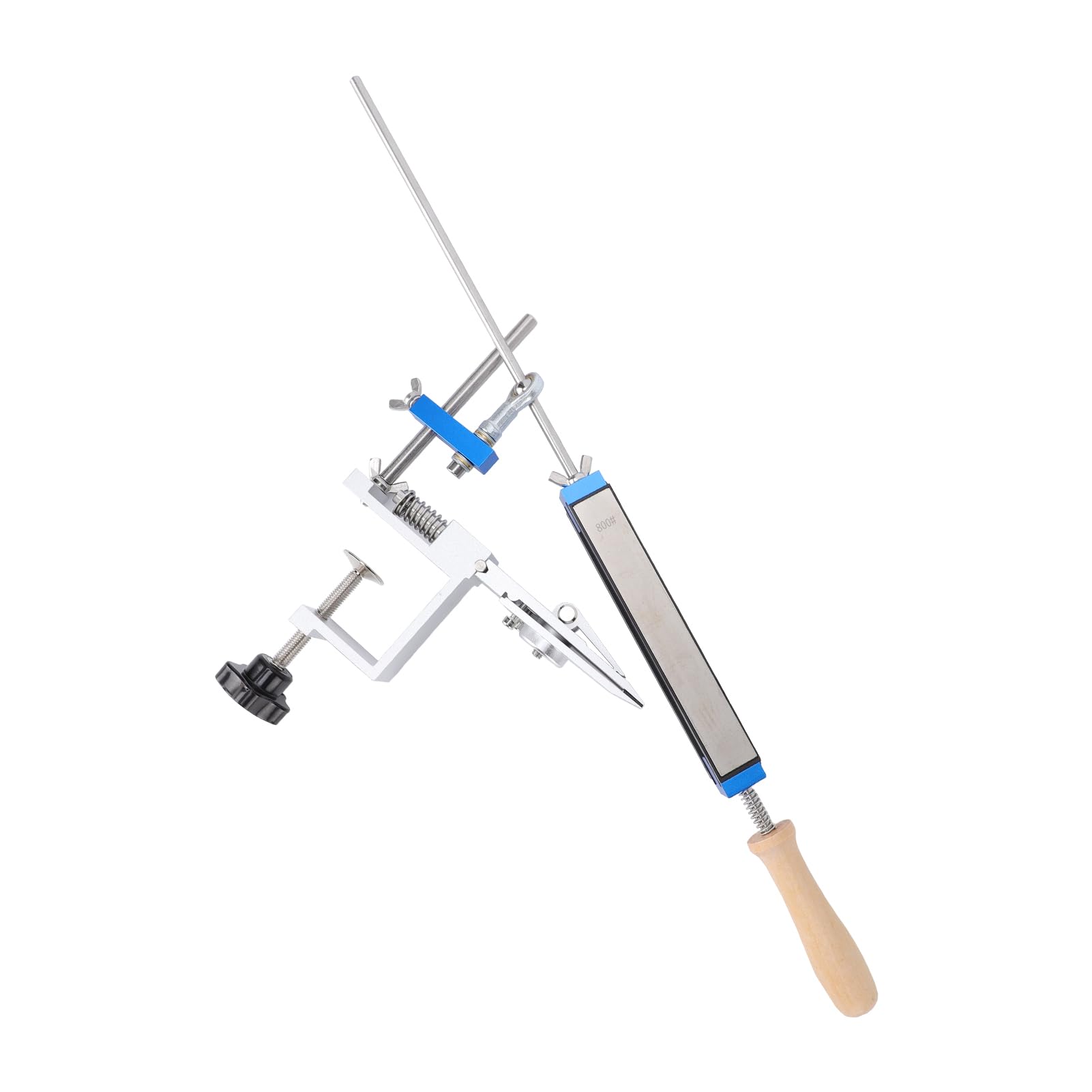 Eujgoov Kit per Affilare i Coltelli, Affilatore Guidato in Lega di Alluminio con 4 Pietre di Grana 150 400 800 2000, Controllo dell'angolo di Precisione da 14 a 32 Gradi per Coltelli Pieghevoli da