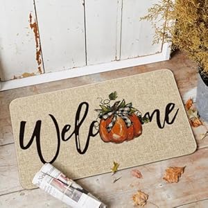 Artoid Mode Bow Tie Pumpkin Fall Welcome Doormat, Autumn Home Decor Low-Profile Switch Rug Door Mat for Indoor Outdoor 17x29 Inch Artoid Mode Bow Tie Pumpkin Fall Welcome Doormat Autumn Home Decor Low Profile Switch Rug Door Mat for Indoor Outdoor 17×29 Inch