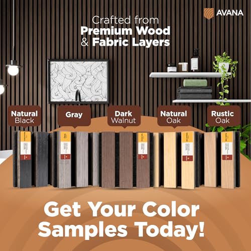 Avana Pacote de amostras coloridas de painéis de parede acústicos - Painéis de madeira premium para