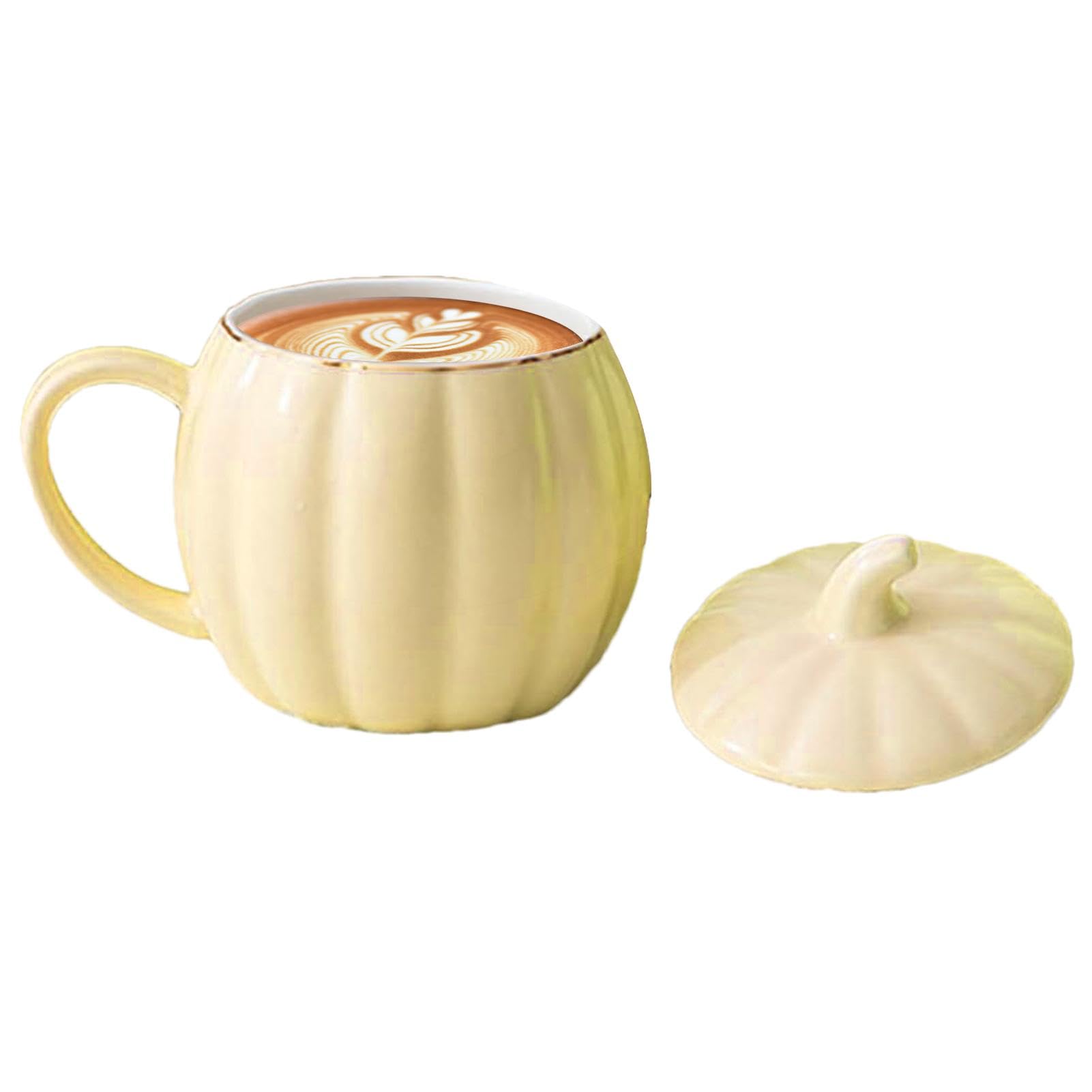 Festival Coffee Cups, Halloween Drinkware, Ceramic Pumpkin Cup, Cute Pumpkin Mug, Halloween Coffee Cup, Pumpkin Theme Cup 3.15x3.23x4.53inches for Home, Kitchen (Blue, Yellow, Green, Pink)