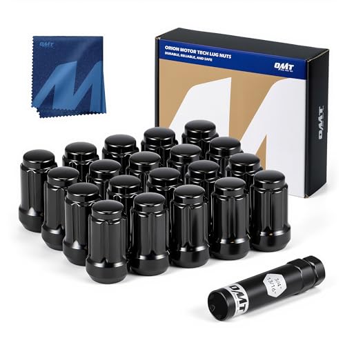 Orion Motor Tech M12x1.25 Spline Lug Nuts with Cone Seat, Wheel Accessories Compatible with 1993-2022 Nissan Altima, 1988-2022 Nissan Maxima, 1997-2023 Subaru Forester Aftermarket Wheel, Set of 20