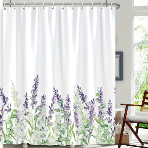 Rideau de douche 75 x 190 cm aquarelle lavande en polyester