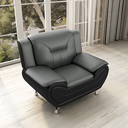 Sillón con tapizado acrílico gris y negro durable miniatura 6