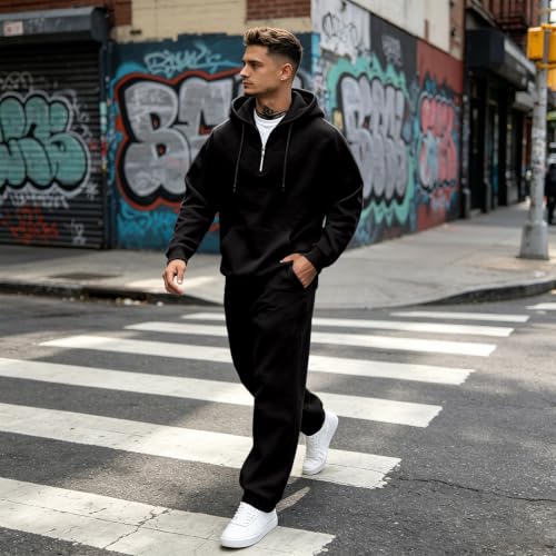 Mens Sweatsuits 2 Piece Outfit Oversized Ligh Weight Sport Jogging Sets - image 5