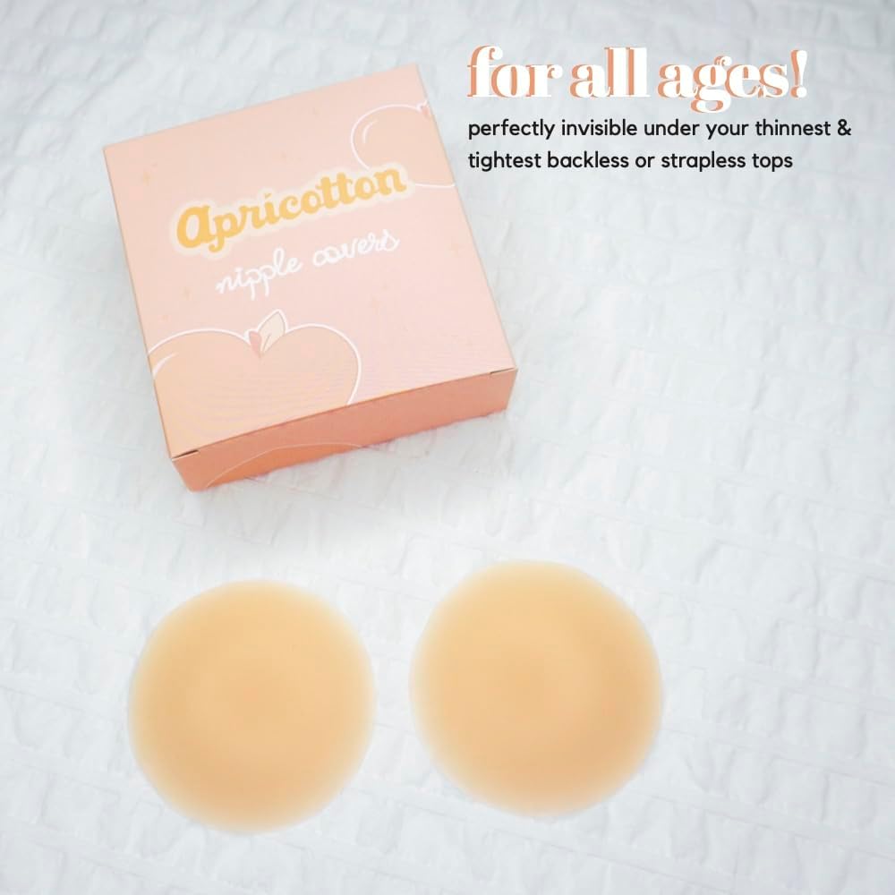 Nipple Covers for Women & Teens - 2 Pack Reusable Silicone Pasties - Ultra-Thin Edges for Seamless Coverage - Sticky, Sweatproof & Hypoallergenic Nude