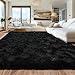 Quntue 8x10 Area Rugs for Living Room, Ultra Soft Large Shag Black Bedroom Rug Upgrade Non-Slip Plush Modern Fluffy Carpet for Kids Boys Girls Room Home Decor Aesthetic