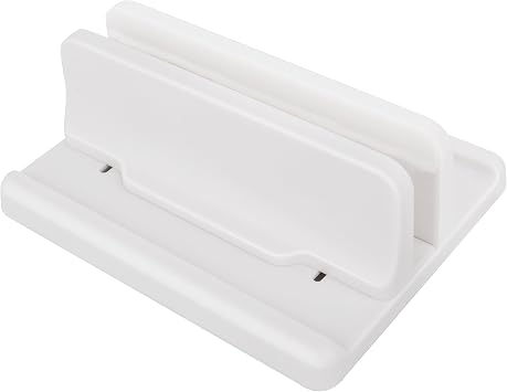 Vertical Laptop Stand, Adjustable, Laptop Holder ABS 1 Slot Easy to Assemble and Adjust Maximize on Desktop Space Durable Stable White