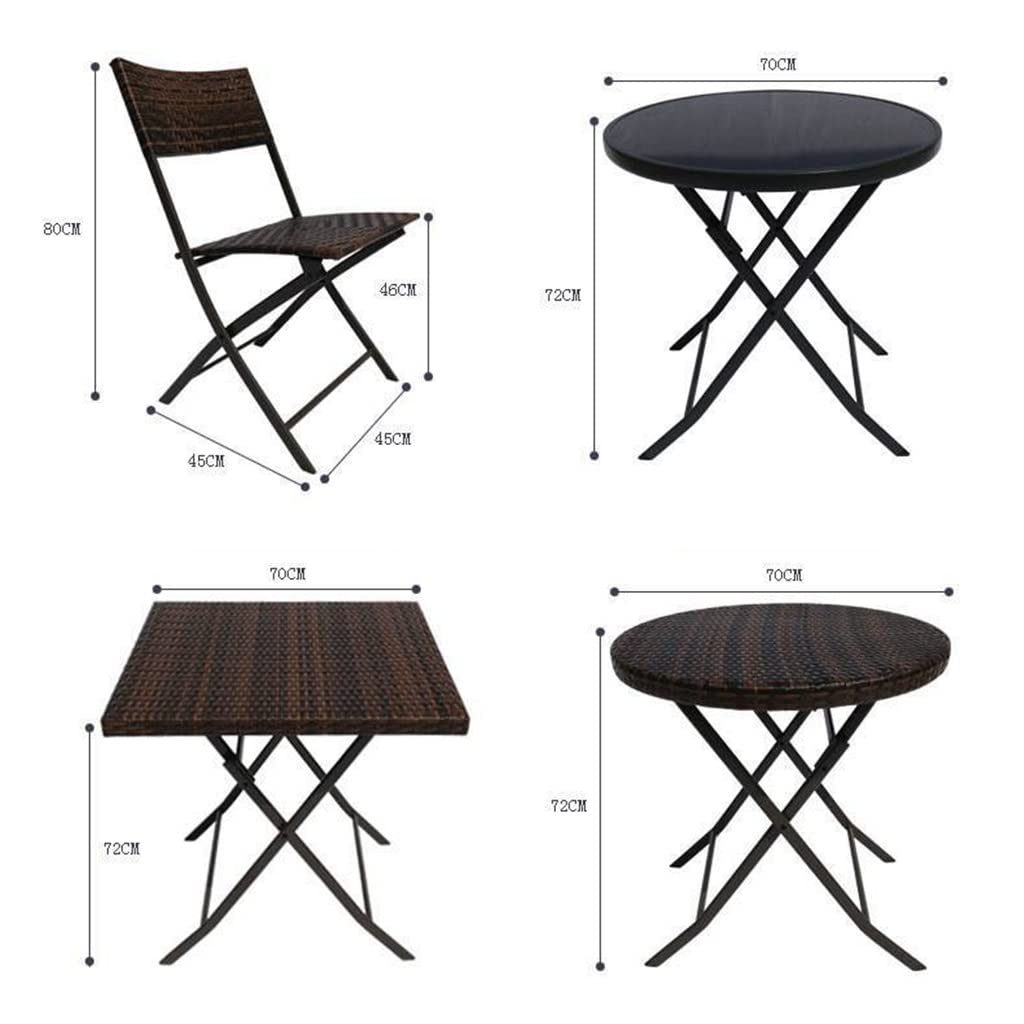 Mesa plegable de 5 piezas para comedor de patio de ratán, mesa y silla plegables, juego de mesa de comedor de bistró con tablero cuadrado de plástico y madera, muebles de exterior (color: estilo 1)