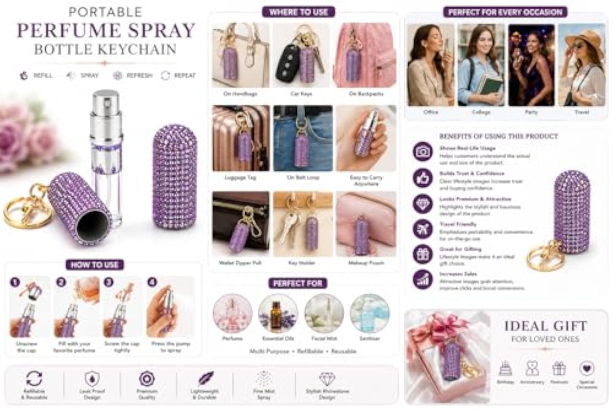 Bling Bling Empty Portable Spray Bottle, 10ml