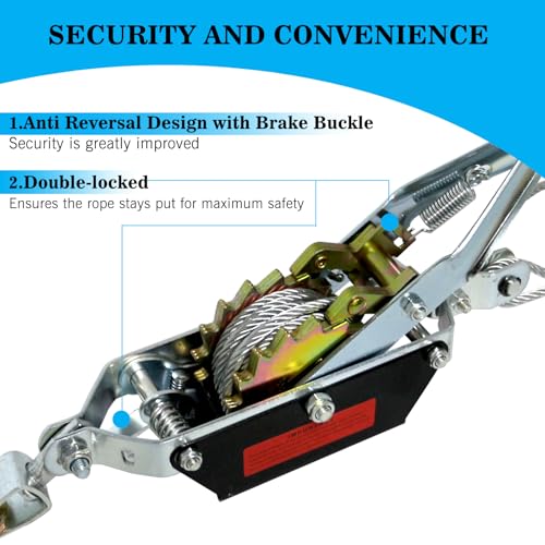 Winch manual 4400 lbs con cable de acero 12.14 ft miniatura 4