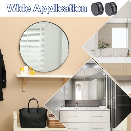 Image of uxcell 8 Pcs Frameless Mirror Mounting Hardware, Zinc Alloy Mirror Holders Mirror Mounting Clips Mirror Hanging Holders Brackets Kit with Screws & Anchors for Bathroom, Black