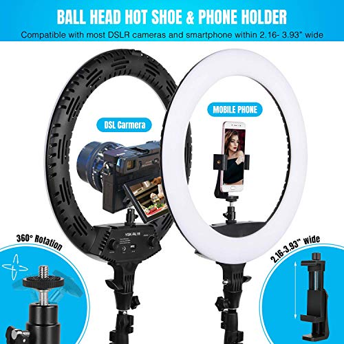 Ring Light 18 Inch 65W LED Ringlight Kit with Tripod Stand with Phone Holder Adjustable Color Temperature Circle MUA Lighting for Camera for Vlog, Makeup, Video Shooting, Selfie