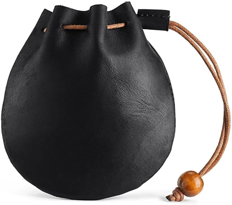 Coin Purse for Men Drawstring Leather Coin Purse Retro-Style Car Key Organiser Mini Pouch(Colour 6)