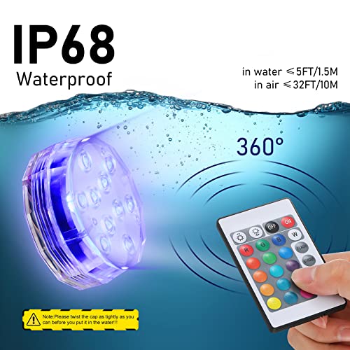 KAKISSUS Luzes LED submersíveis, luzes de Natal, 16 mudanças, multicoloridas, luzes subaquáticas par
