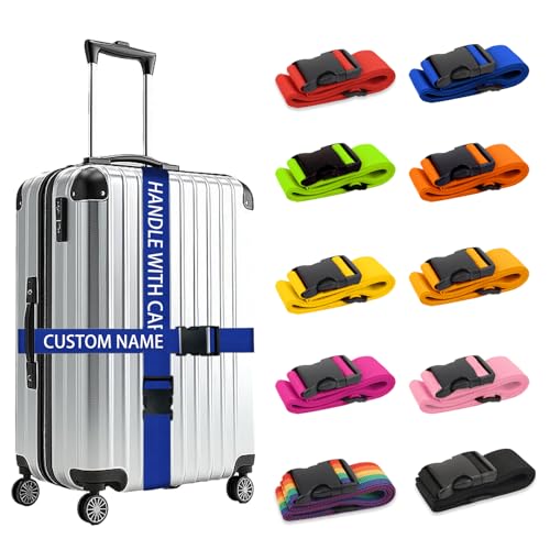Personalized Embroidered Name Suitcase Belts, Custom Luggage Straps for Suitcases