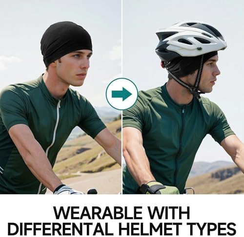 QINGLONGLIN Cooling Skull Cap Sweat Wicking Breathable for Men Women 3 Pack - 4