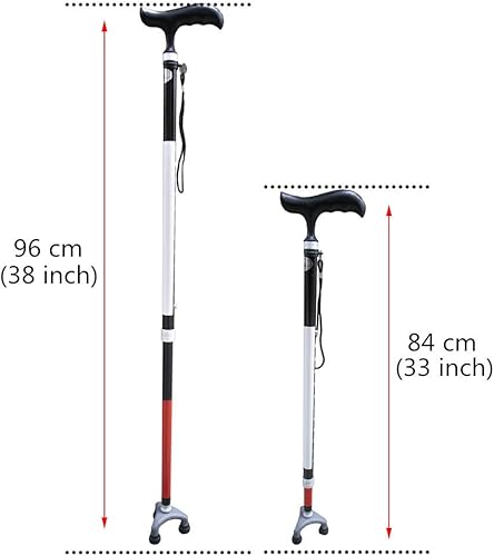 Miniatura 3 de Bastón plegable ajustable para ciegos, 33.1 in - 37.8 in, se pliega hacia abajo 4 secciones 4ZG-01BM