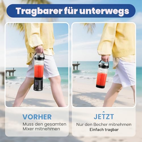 Mixgefäß kompatibel mit Ninja Blast Tragbarer Mixer, 530ml Mixbecher mit Trink- und Auslaufsicherer Deckel für Ninja Blast BC151EUBK/BC151EUNV/BC151EUPR/BC151UKEUGV (Blau)