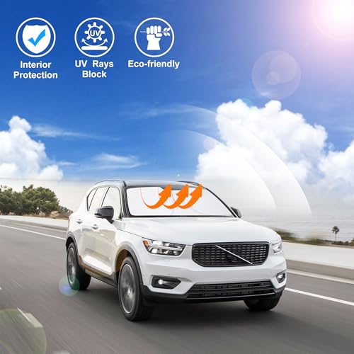 Image of Windshield Sun Shade Custom Fit for 2019-2024 2025 2026 Volvo XC40 Accessories Foldable Sunshade Sun Blocker Protect Car from Sun Rays & Heat Damage Keep Car Cooler