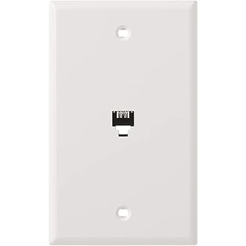 Leviton 40249-W Standard Telephone Wall Jack, 6P4C, Screw Terminals, White