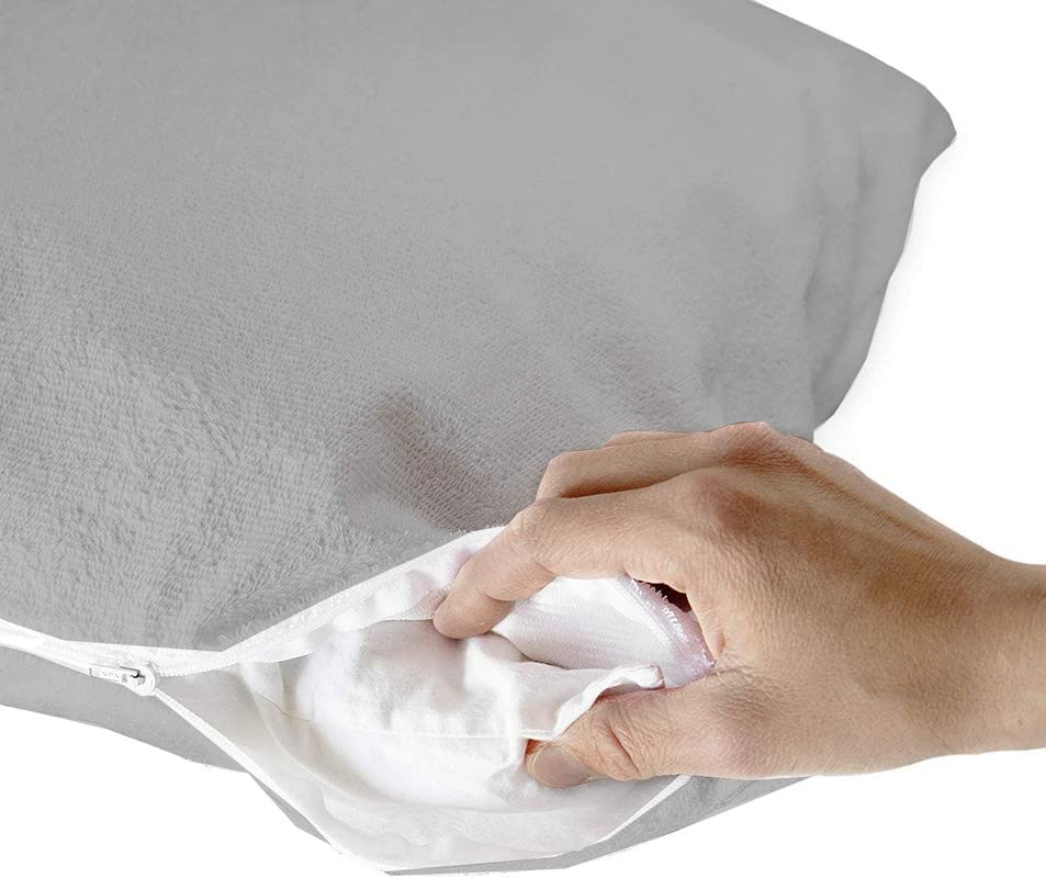 Image of Waterproof Zippered Pillow Encasement - Pillow Protectors Terry Cotton - 16 x 24 Inch