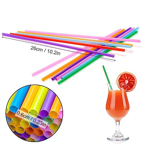 Suwimut 1000 Pack Plastic Drinking Straws, 10.2 Inch Extra Long Colorful Disposable Stirrer Drinking Straws, Jumbo Smoothie Straw Bulk Party Straw for Milkshake Coffee Juice Cocktails - Thumbnail 2