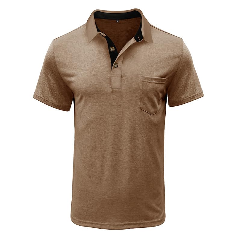 Camiseta polo para hombre de manga corta, de algodón, con bolsillos, diseño clásico y moderno, ideal para golf, transpirable y suave miniatura 3
