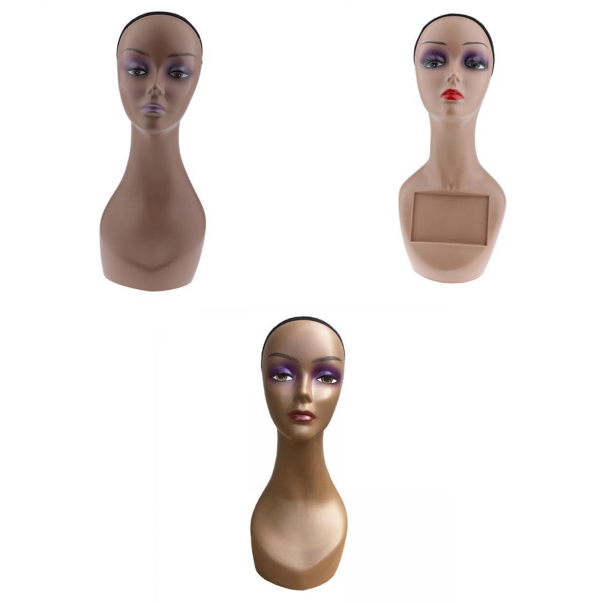UJEAVETTE® 3x Female Mannequin Manikin Head Model Cap Jewelry Hat Display Holder-image-39