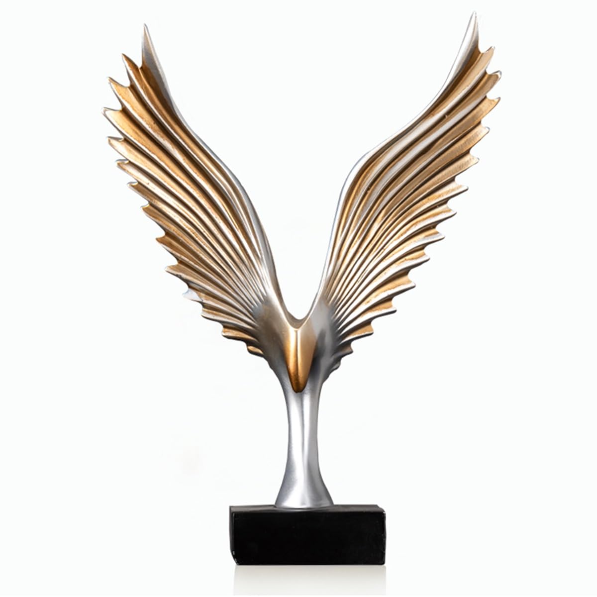 GHKryD statue, Bald Eagle Statue Unfurling Its Wings Ornaments Resin Sculptures Home Office Figurine Decor(Silver)