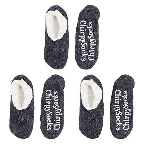Image of BambooMN Adult Women Super Soft Warm Cozy Fancy Yarn Slippers Non-Slip Lined Socks, Indoor Comfy House Slippers, 3 Pairs
