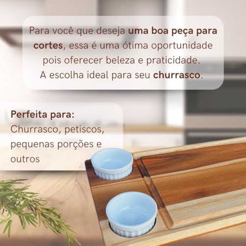 Kit 2 Tábuas de Corte para Petiscos, Frios e Queijos, com Ramekim, Presente