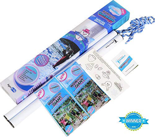 WOWMAZING Giant Bubble Kit: Winter - Incl. Wand, 2 Big Bubble Concentrate Pouches and 8 Cold-Activated Stickers | Winter Outdoor Activity | Bubbles Made in The USA - Winter Kit - Thumbnail 2