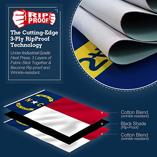 Anley Rip-Proof Double Sided 3-Ply North Carolina State Flag 3x5 Ft, Canvas Header and Wrinkle Resistant - Image 2
