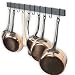 Wallniture Kitchen Rail Organizer Iron Hanging Utensils Rack with Hooks Frosty Black 30 Inch