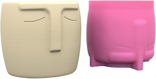Molde de maceta de forma facial humana para decoración del hogar, molde de silicona para maceta, molde de hormigón, herramienta de fundición de