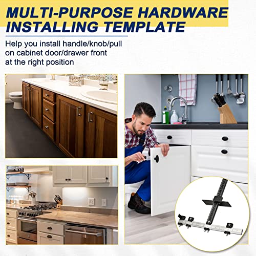 Cabinet Hardware Jig All Metal, With Φ5Mm & Φ4Mm Drilling Hole, Aluminum Alloy Cabinet Hole Drilling Template For Knob/Handle/Pull. Extra 2 Drill Bits & 1 Set Of Fittings, Inch & Metric(2 Scale) #TOP3