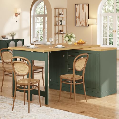 Mesa de comedor extensible para apartamentos con isla de cocina giratoria 8
