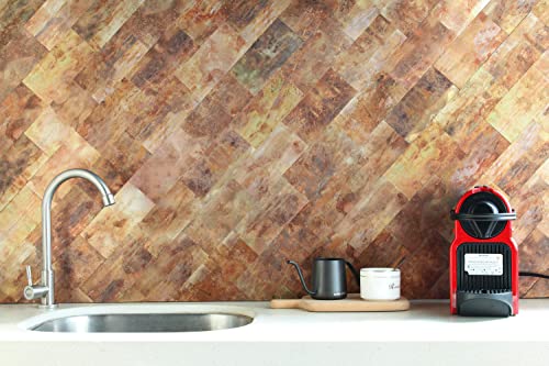 Yipscazo 100 Pcs Peel And Stick Backsplash Pvc Copper Wall Tile Stick On Backsplash Tile For Kitchen Bathroom, Laundry Room, Camper, Fireplace (2.95" X 5.90", Brick) #TOP6