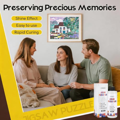 Image of YAKAMOZ Jigsaw Puzzle Glue Clear, Quick Drying with Scraper, 200mL