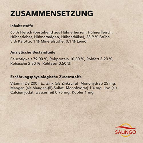 SALiNGO Hundefutter für Welpen, nass, Huhn mit Karotte und Calcium (6x400g)