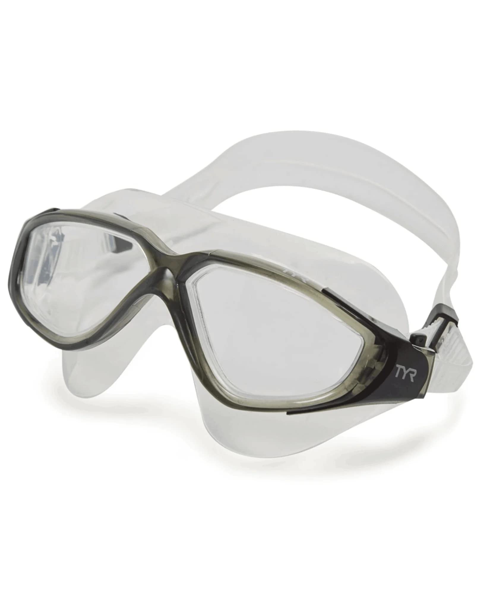 TYR - Máscara de natación para Adultos, Unisex Adulto, Color Clear/Black/Blue, tamaño Talla única