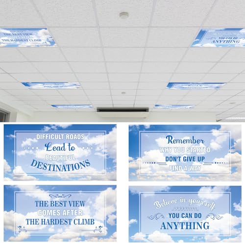 Image of VIHOSE 4 Pcs Fluorescent Light Covers for Ceiling Lights 4 x 2 ft Motivational Magnetic Light Covers Inspirational Classroom Filters for Classroom Office Home Kitchen(Cloud)